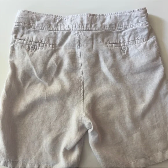 Jones New York 100% Linen Short Beige Pockets Sz 14 - Picture 2 of 7